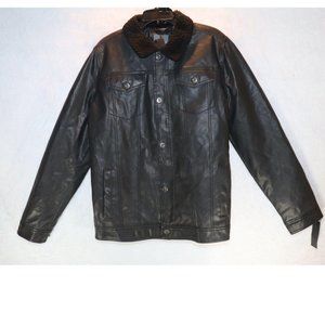 XRAY Men's Faux Leather Coat Motorcycle Biker Jacket Black Large